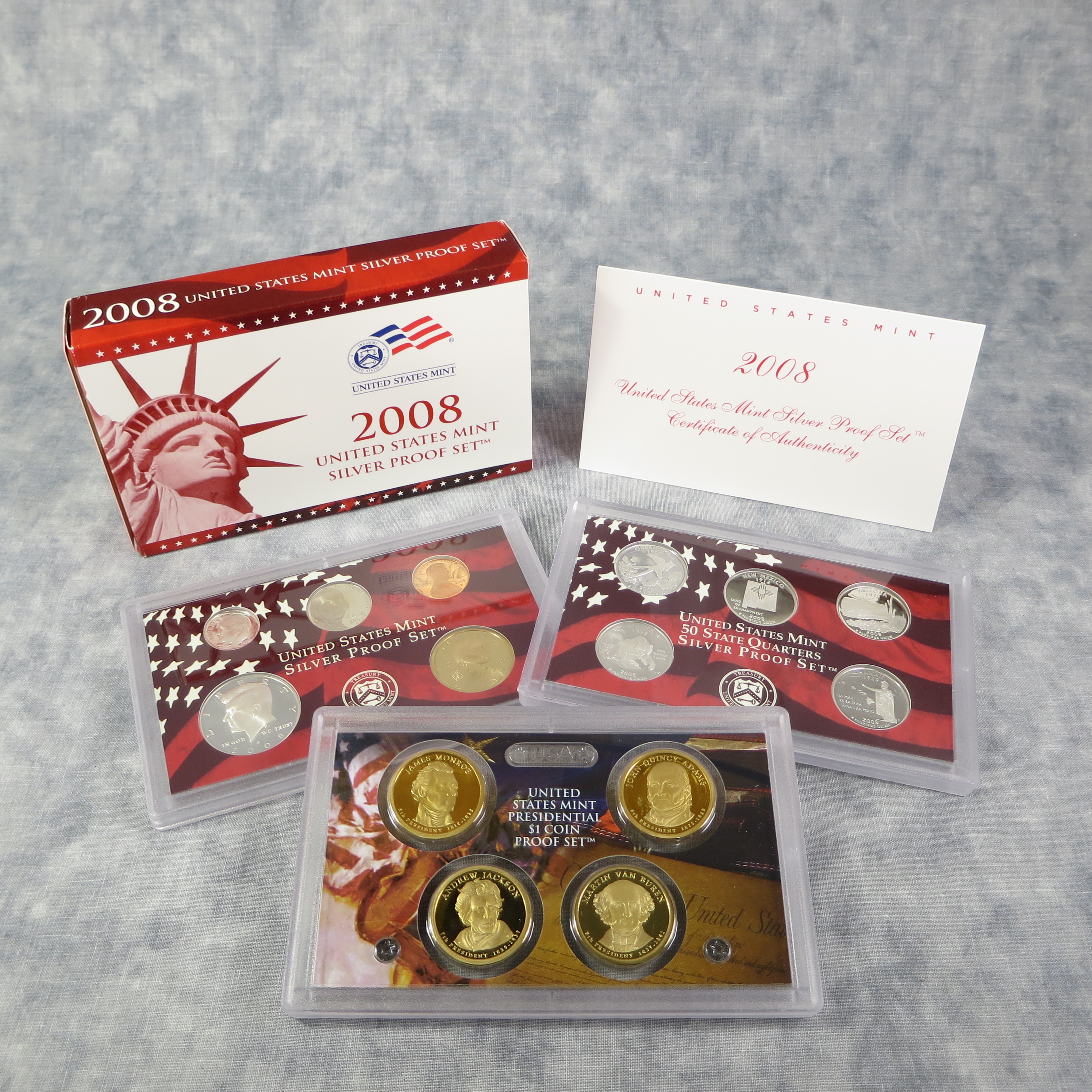 Mint Presidential 1$ Dollar Coin Proof Set Complete With Box & COA 2008 U.S